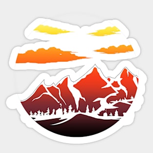 Sunset Mountain Range Sticker